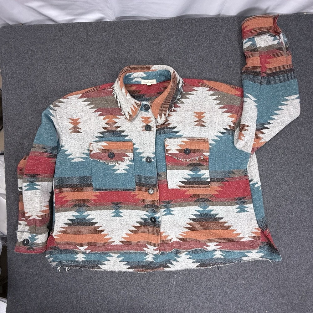 Shop Stevie Southwestern Aztec Shacket Jacket Womens M Boho Western Crop